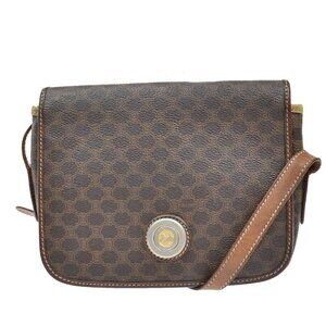 CELINE Macadam Horse Carriage Mini Shoulder Bag PVC Leather Brown GHW 02KB072